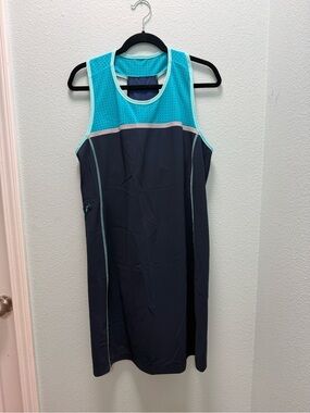 Title Nine Dress Women's Size XL Blue Twisted Sister Stretch Activewear